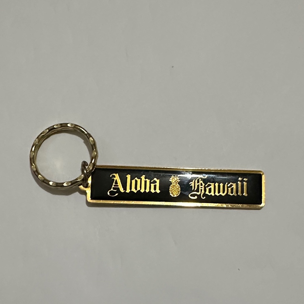 Aloha Hawaii Black and Gold Keychain name on it Esther